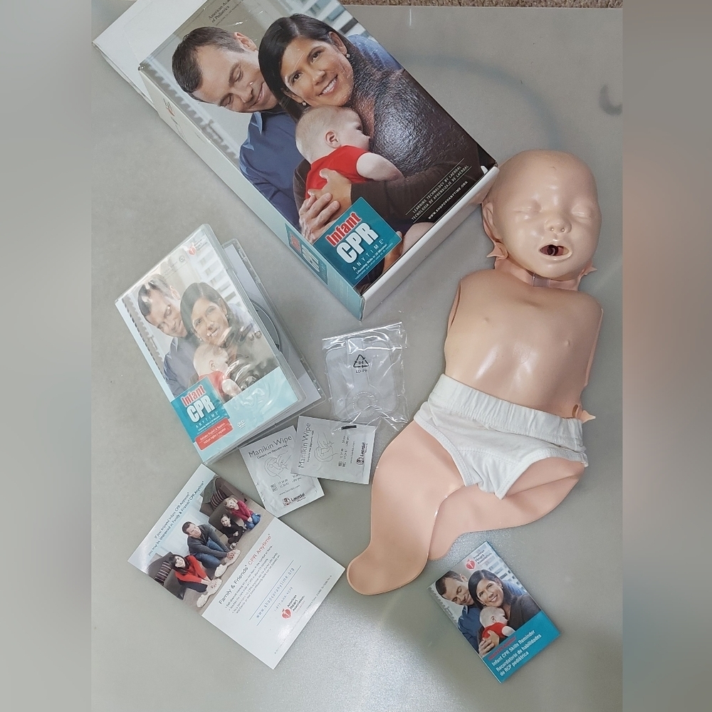 Infant CPR Anytime Complete Training Kit Open Box Baby Manikin-DVD- Pamplet -AHA